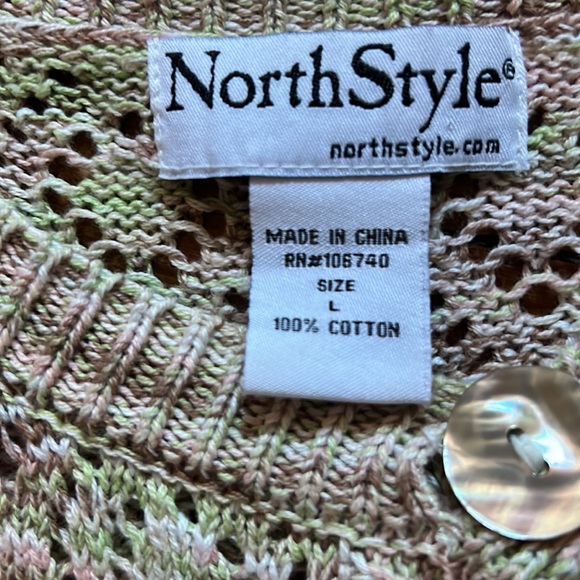 North Style open design knit button up cardigan mother of Pearl buttons - Picture 5 of 5